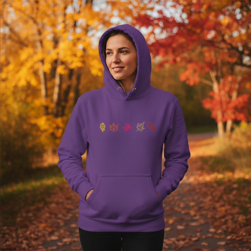 Embroidered Leaves Hoodie