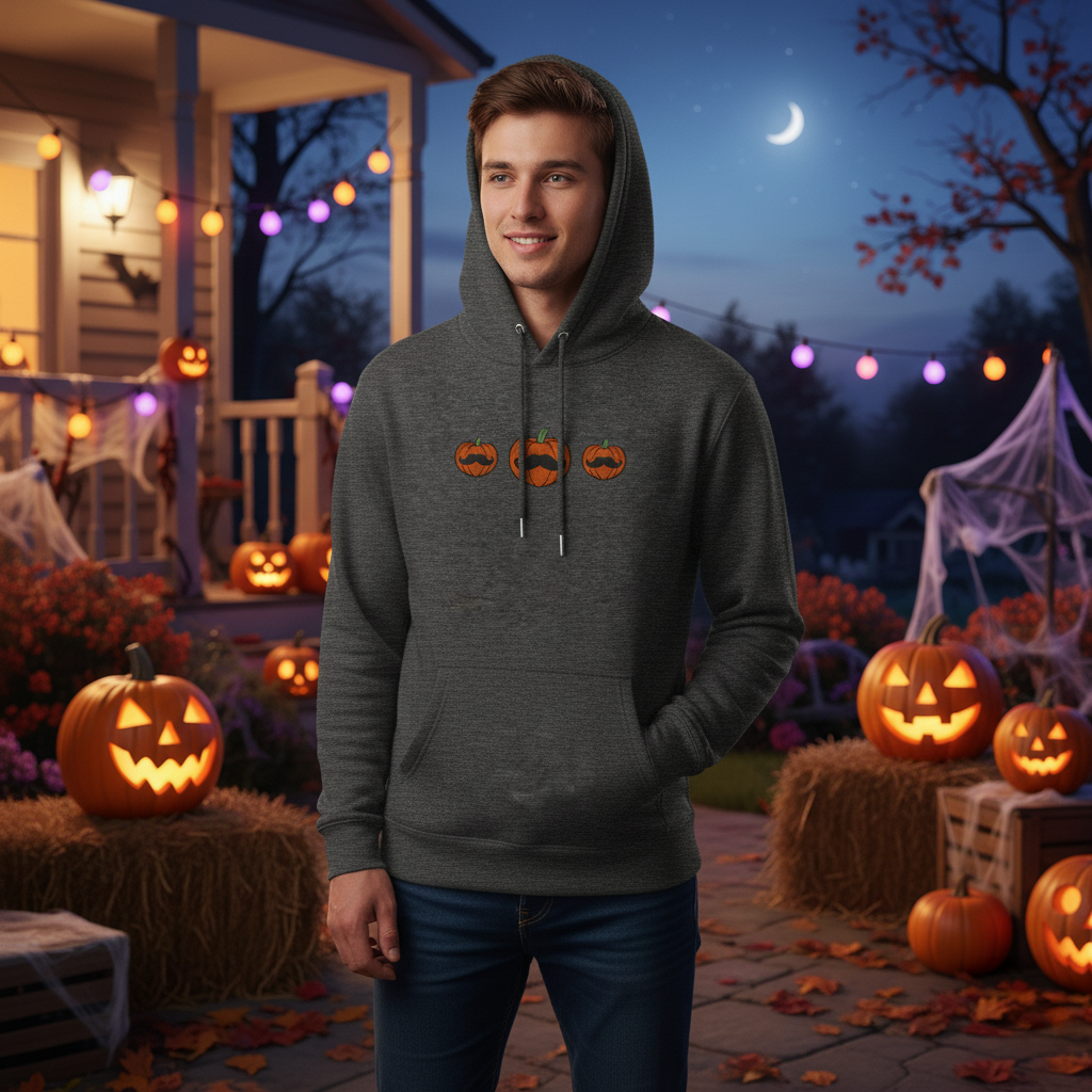 Embroidered Halloween Pumpkin Patch Hoodie