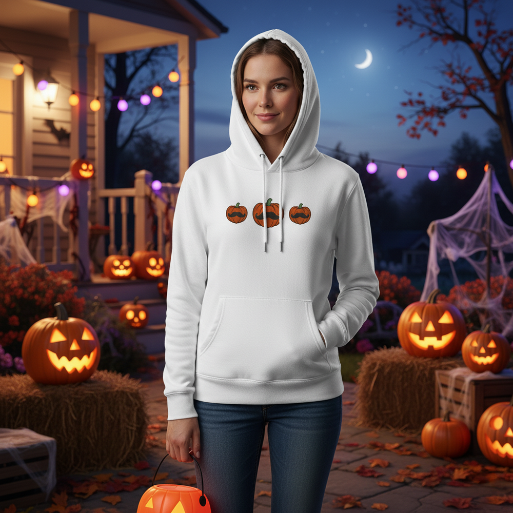 Embroidered Halloween Pumpkin Patch Hoodie